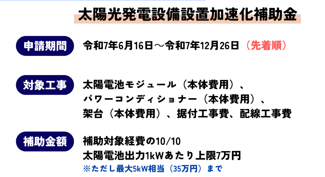 太陽光発電設備設置加速化補助金