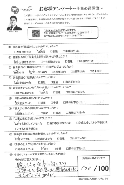 柏市新富町でモルタル外壁を塗装工事させていただいたお客様の声