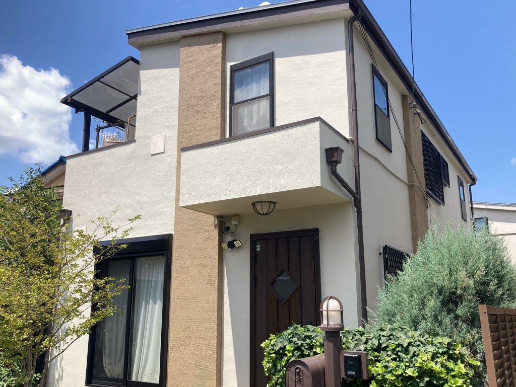 柏市西原 モルタル外壁・ガルバリウム鋼板屋根塗装工事(無機塗料)