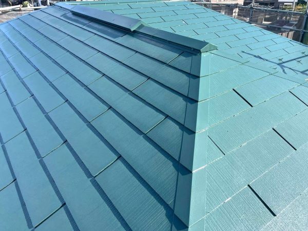 船橋市飯山満町 築16年スレート屋根を無機塗料で塗装・雨樋塗装