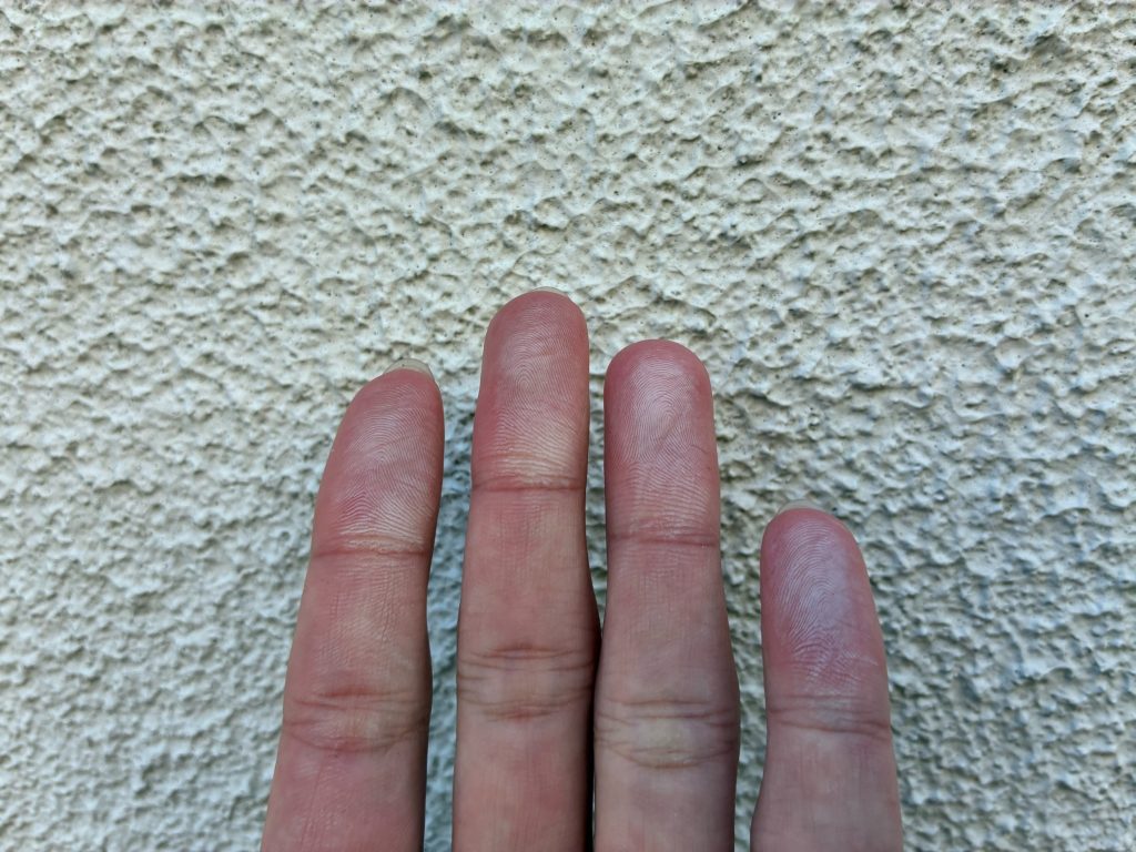 現地調査時にチェックするポイントはひび割れの長さや太さ、本数、カビやコケの付着、チョーキング現象が出ているか、塗膜の浮きや剥がれなどです。