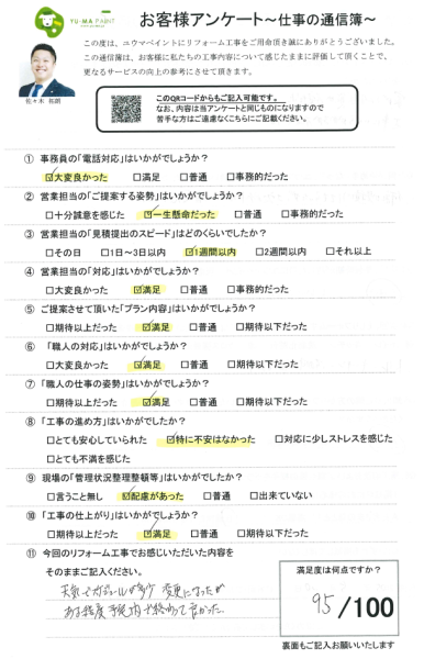 鎌ヶ谷市東中沢 築13年1回目の外壁塗装・給湯器交換工事を行ったお客様の声